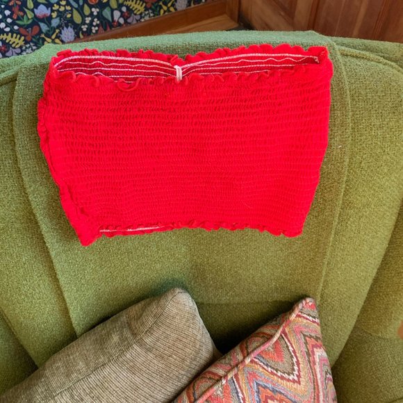Red Ruched Tube Top - Picture 2 of 3
